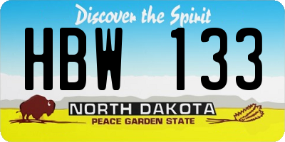 ND license plate HBW133