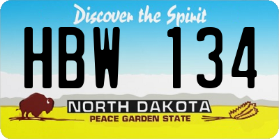 ND license plate HBW134