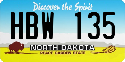 ND license plate HBW135