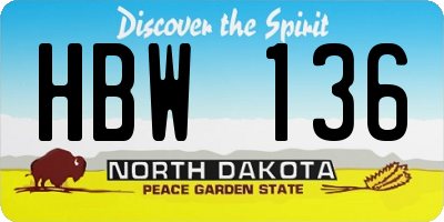 ND license plate HBW136