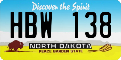 ND license plate HBW138