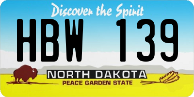 ND license plate HBW139