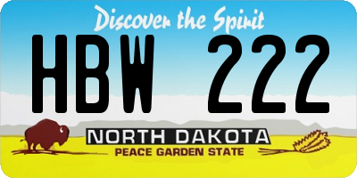 ND license plate HBW222