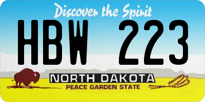 ND license plate HBW223