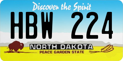 ND license plate HBW224