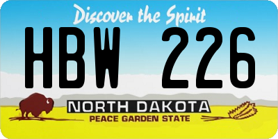 ND license plate HBW226