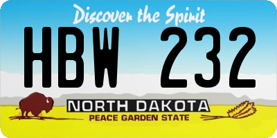 ND license plate HBW232