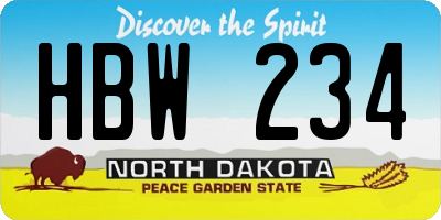 ND license plate HBW234