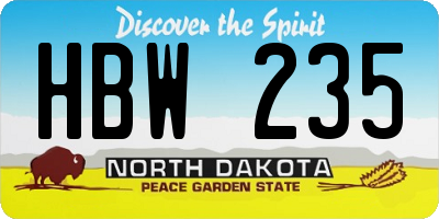 ND license plate HBW235