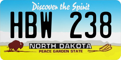 ND license plate HBW238