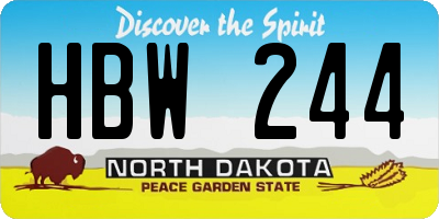 ND license plate HBW244