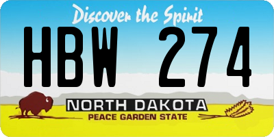 ND license plate HBW274