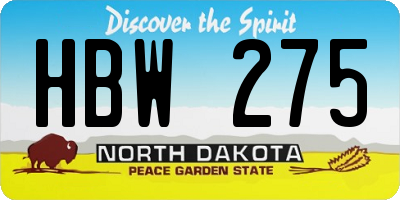 ND license plate HBW275