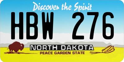 ND license plate HBW276