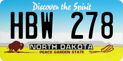 ND license plate HBW278