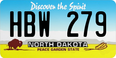 ND license plate HBW279