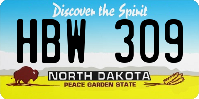 ND license plate HBW309