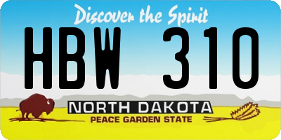 ND license plate HBW310