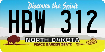 ND license plate HBW312
