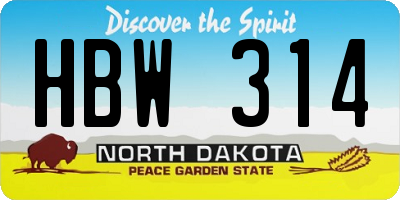ND license plate HBW314