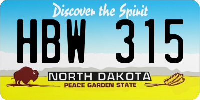 ND license plate HBW315