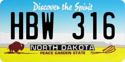 ND license plate HBW316