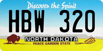 ND license plate HBW320