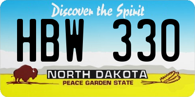 ND license plate HBW330