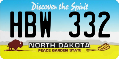 ND license plate HBW332