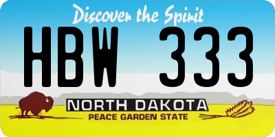 ND license plate HBW333