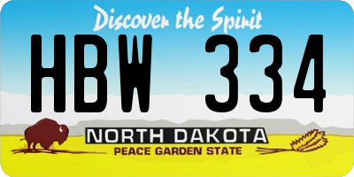 ND license plate HBW334