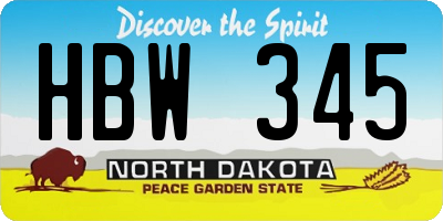 ND license plate HBW345