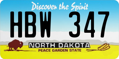 ND license plate HBW347