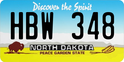 ND license plate HBW348