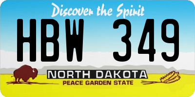 ND license plate HBW349