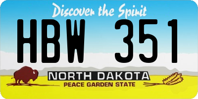 ND license plate HBW351
