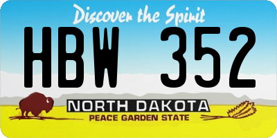 ND license plate HBW352