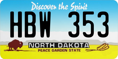ND license plate HBW353