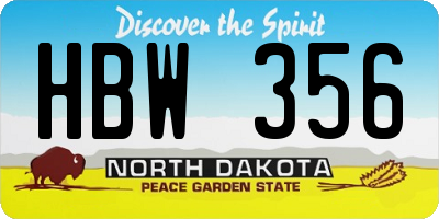 ND license plate HBW356