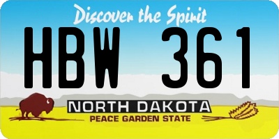 ND license plate HBW361