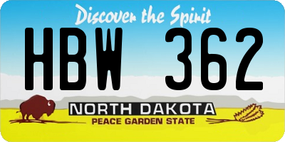 ND license plate HBW362