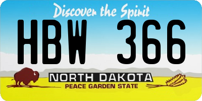 ND license plate HBW366