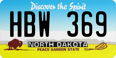 ND license plate HBW369