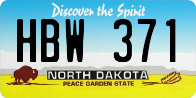 ND license plate HBW371