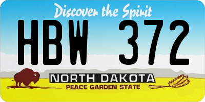 ND license plate HBW372