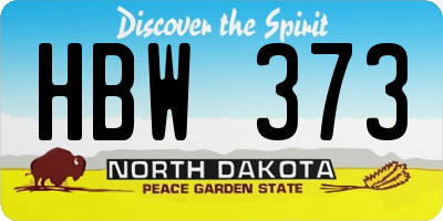 ND license plate HBW373