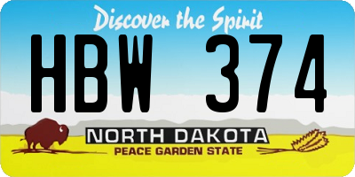 ND license plate HBW374