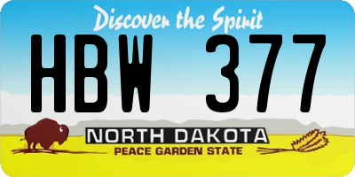 ND license plate HBW377