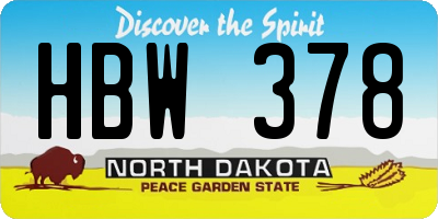 ND license plate HBW378