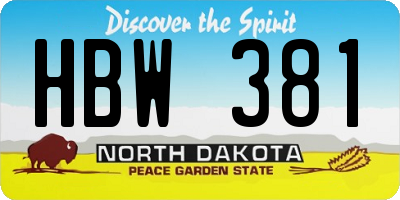 ND license plate HBW381